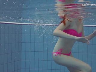 Adorable pink bikini divinity Lera underwater