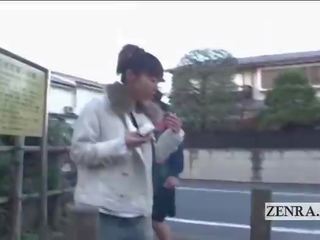 Subtitled crazy public Japanese crossdressing femdom